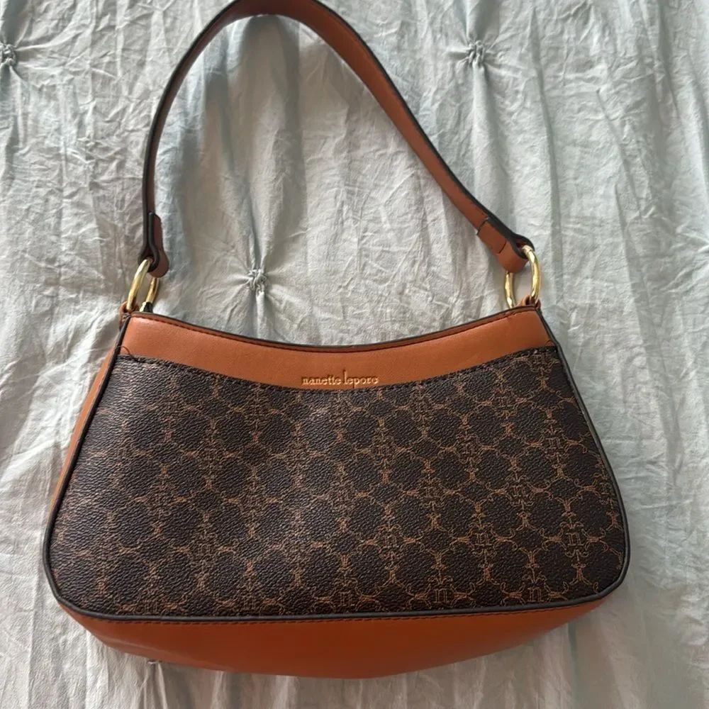 Nannette Lepore Signature Brown and Tan Shoulder Bag Timeless Design